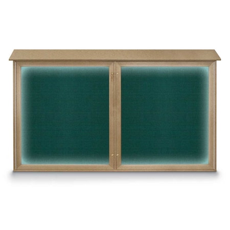 United Visual Products Sliding Door Wood Corkboard, 60"x36", Waln, UV9004OCS-WALNUT-CLOUD UV9004OCS-WALNUT-CLOUD